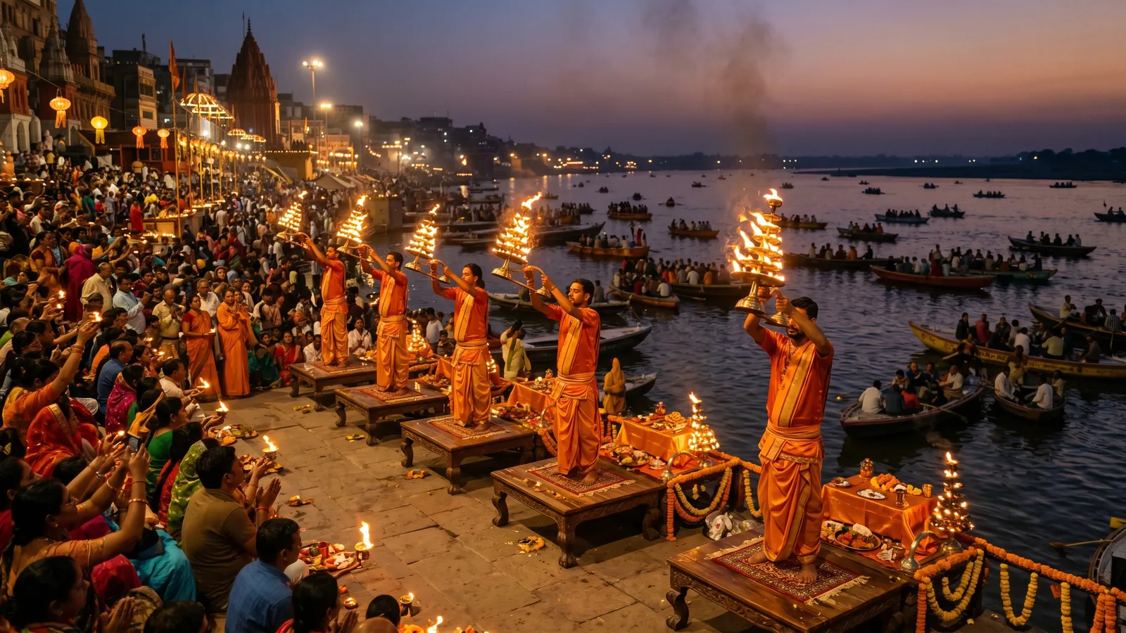 Varanasi — Sunrise Boat, Kashi Vishwanath, Sarnath